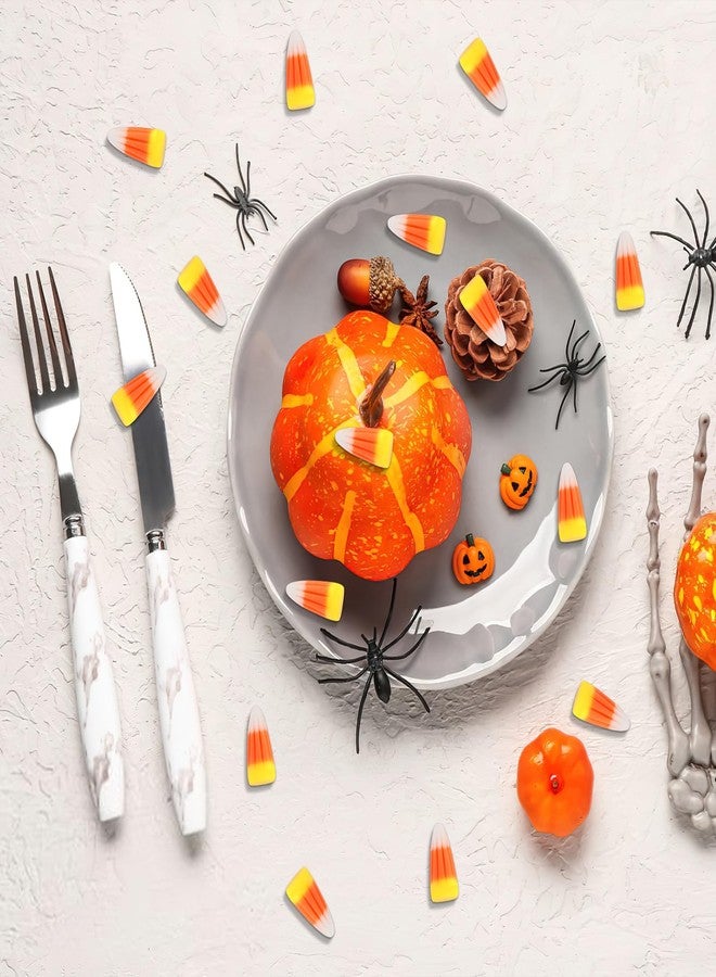 JUNEBRUSHS Halloween Table Decorations, 50 Pcs Fake Candy Corn Resin Candy Corn Decor Artificial Fall Ornaments for Tiered Tray Vase Filler Jewelry Making Halloween Crafts - Image 5