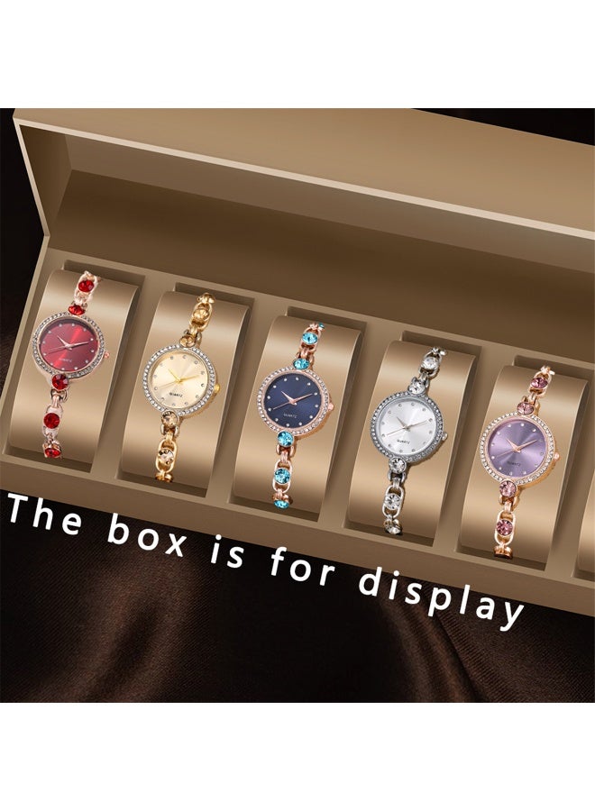 5-piece compact dopamine women's watch set, suitable for business, daily, and date wear, perfect for giving her the perfect holiday birthday gift