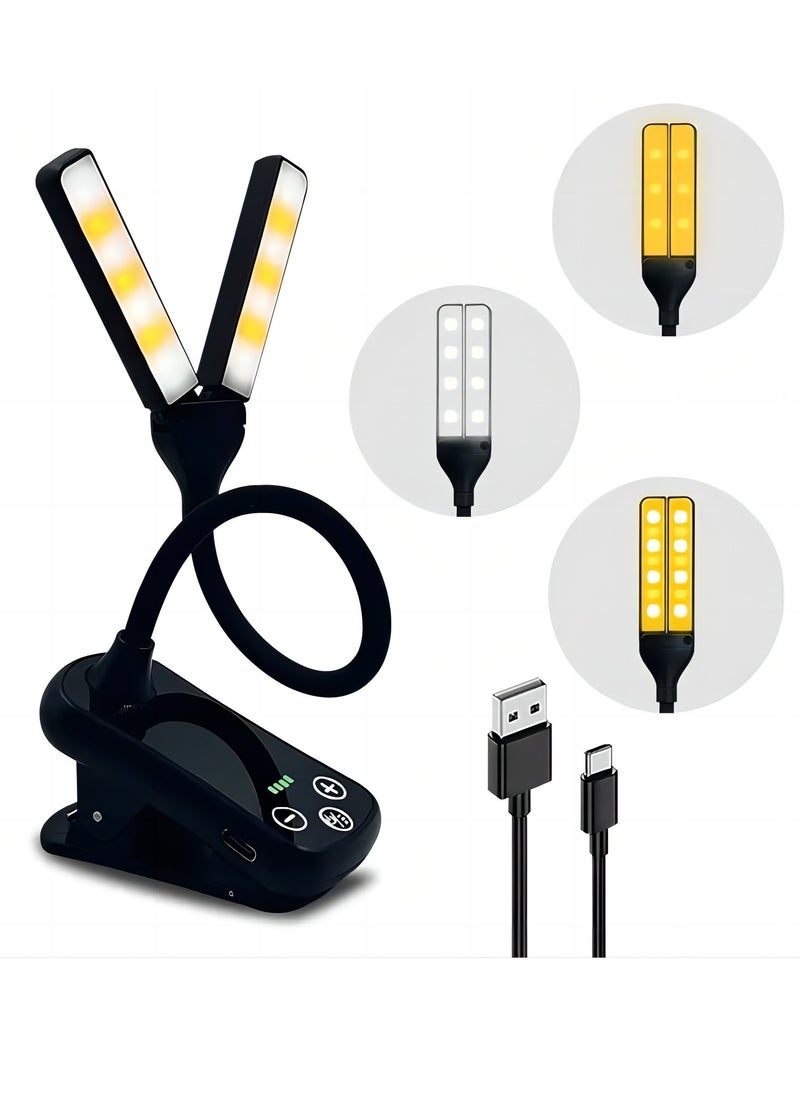 Arabest 1 قطعة مشبك على ضوء الكتاب، USB 14 LED مصباح القراءة ضوء مكتب حماية العين 180 درجة قابل للتعديل بجانب السرير ضوء ليلي 8 تروس كهربائي يعتم  - Image 1