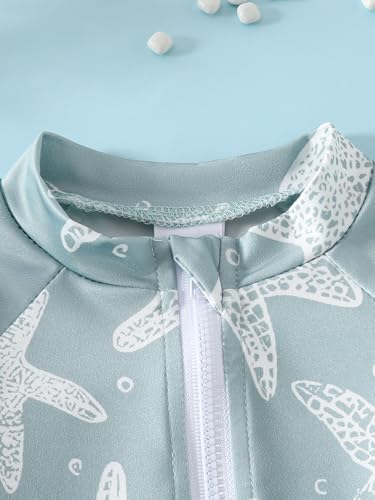 Noubeau Baby Boys' One Piece Swimsuits Toddler Swimwear with Rash Guard Infant Bathing Suit for Boys Swim Sun Hat Set (US, Age, 6 Months, 12 Months, Starfish) - Image 4