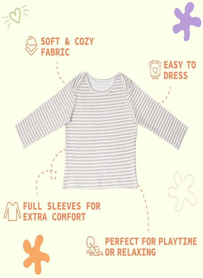 FawnFeel New Born Babies Tshirt Combo of 3 Tshirts (in, Age, 3 Months, 6 Months, Regular, All Over Elephant, Grey Strip & Grey with Elephant) - Image 4