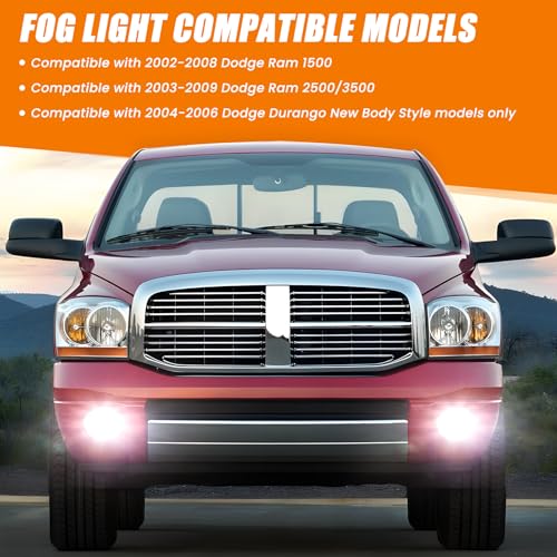 KARSAM Upgraded Ram 1500 LED Fog Lights for Dodge Ram 1500/2500/3500 2002 2003 2004 2005 2006 2007 2008 2009 Pickup Truck Accessories, 80W Fog Light Assembly Replacement Kit,DOT Front Bumper Fog Lamps - Image 3