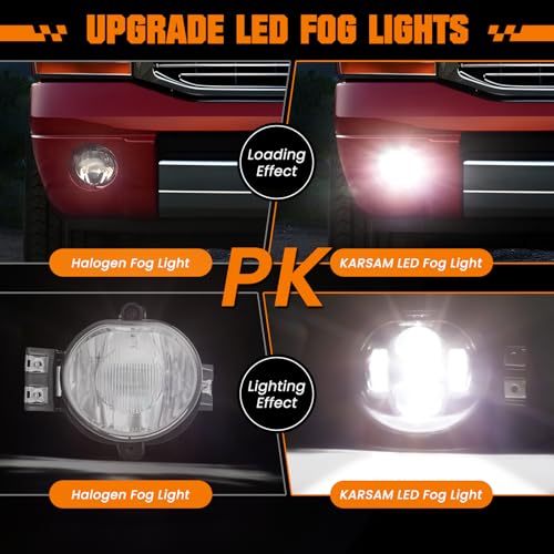 KARSAM Upgraded Ram 1500 LED Fog Lights for Dodge Ram 1500/2500/3500 2002 2003 2004 2005 2006 2007 2008 2009 Pickup Truck Accessories, 80W Fog Light Assembly Replacement Kit,DOT Front Bumper Fog Lamps - Image 4