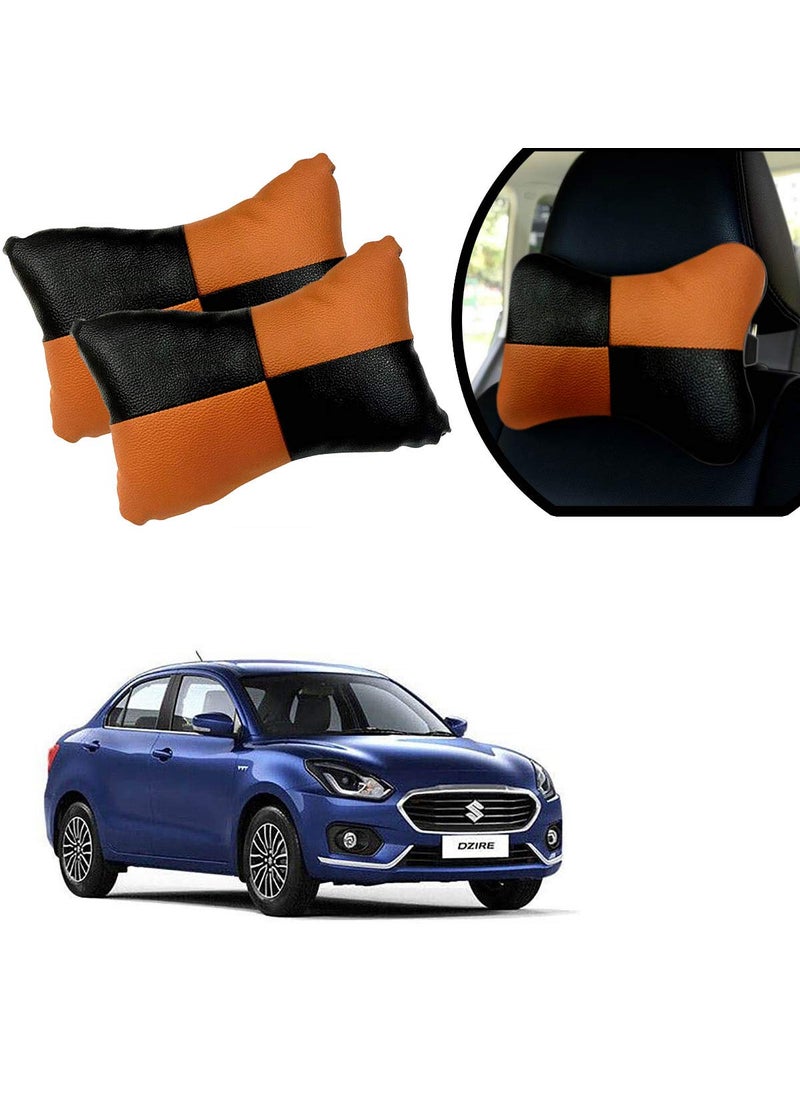 Adroitz Adroitz Orange Check Design Car Neck Rest Cushion with Adjustable Straps_536  - Image 1
