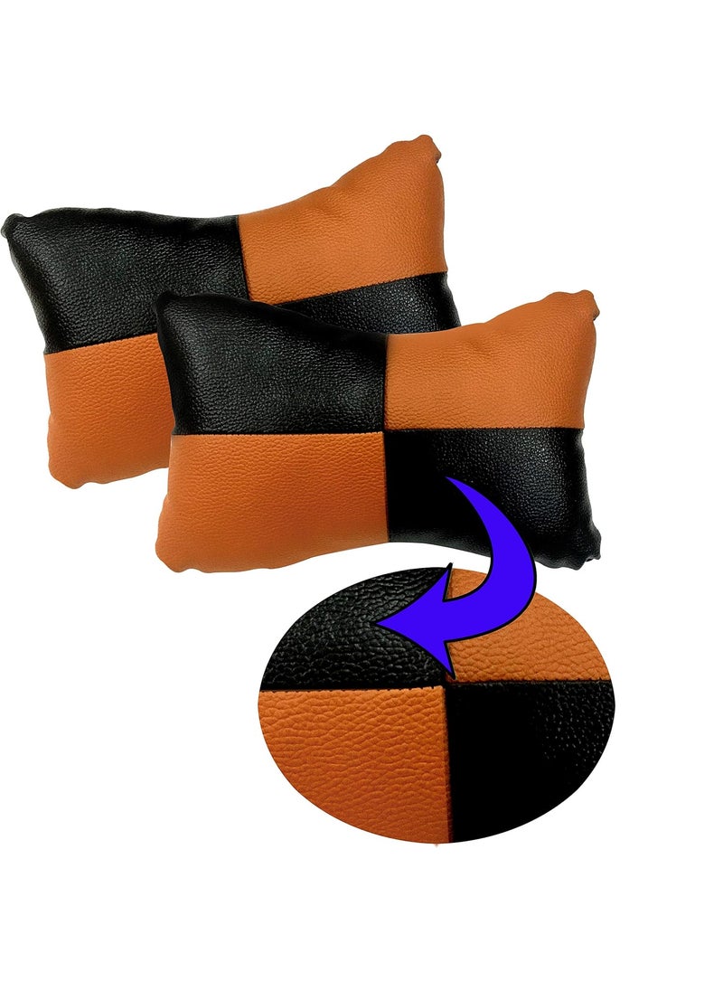 Adroitz Adroitz Orange Check Design Car Neck Rest Cushion with Adjustable Straps_536  - Image 5