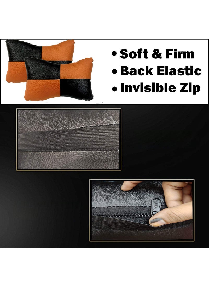 Adroitz Adroitz Orange Check Design Car Neck Rest Cushion with Adjustable Straps_536  - Image 4