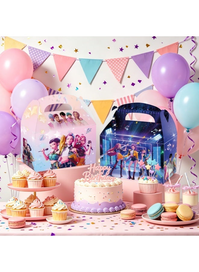 ILovhaprty 12PCS K-Pop Demon Hunters Party Favor Boxes, Hunter X Gift Boxes with Handle, Cute Treat Boxes for Kids Birthday Party Supplies, Candy Boxes & Goodie Bags for K-Pop Demon Hunters Party Decorations - Image 4