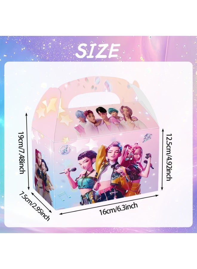 ILovhaprty 12PCS K-Pop Demon Hunters Party Favor Boxes, Hunter X Gift Boxes with Handle, Cute Treat Boxes for Kids Birthday Party Supplies, Candy Boxes & Goodie Bags for K-Pop Demon Hunters Party Decorations - Image 3