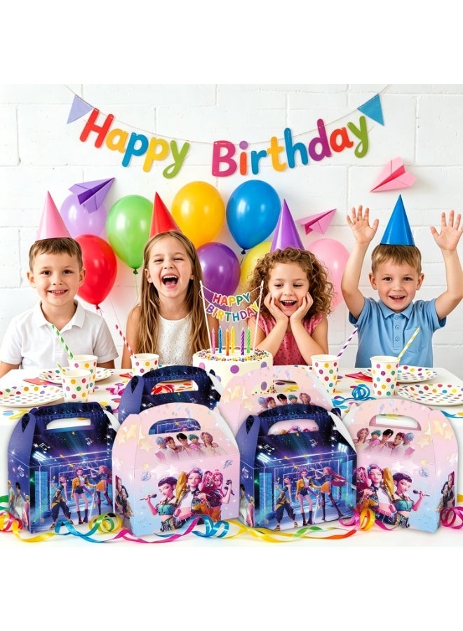 ILovhaprty 12PCS K-Pop Demon Hunters Party Favor Boxes, Hunter X Gift Boxes with Handle, Cute Treat Boxes for Kids Birthday Party Supplies, Candy Boxes & Goodie Bags for K-Pop Demon Hunters Party Decorations - Image 5