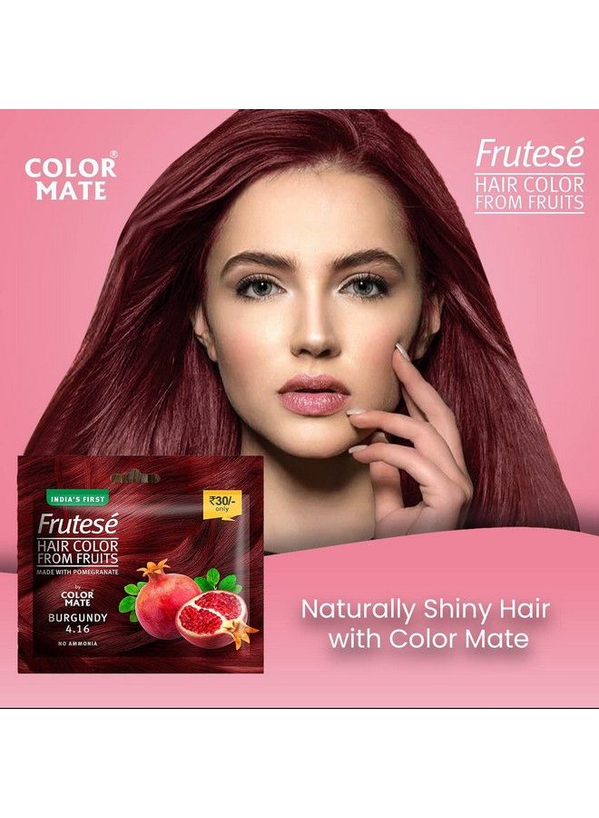 COLOR MATE “Frutesé Hair Color Of Pomegranate Burgundy Gloss Colour / Fruits Based Creme Hair Color With Conditioning Formula For Damage Free Hair / No Ammonia Pack Of 6 (40 Ml/ Sachet) - Image 3