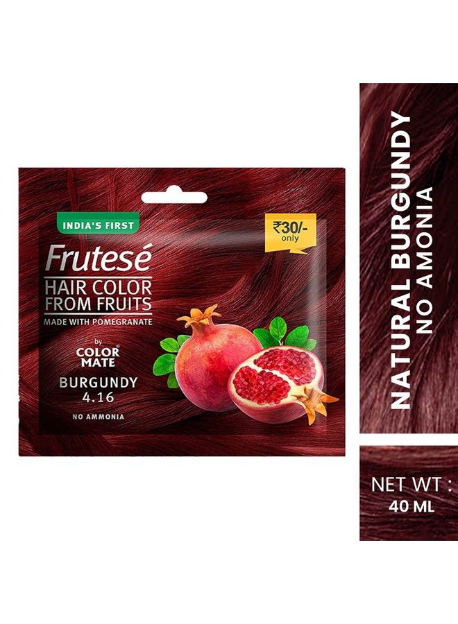 COLOR MATE “Frutesé Hair Color Of Pomegranate Burgundy Gloss Colour / Fruits Based Creme Hair Color With Conditioning Formula For Damage Free Hair / No Ammonia Pack Of 6 (40 Ml/ Sachet) - Image 5