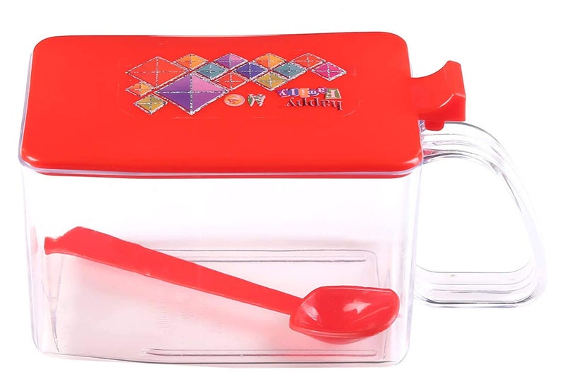 Nabhya Spice Rack Plastic Seasoning Box Set Kitchen Storage Jar Container With Spoon And Serving Tray - 500 ml Plastic Grocery Container - 500 ml Plastic Grocery Container (4 Piece Set, Red) - Image 4
