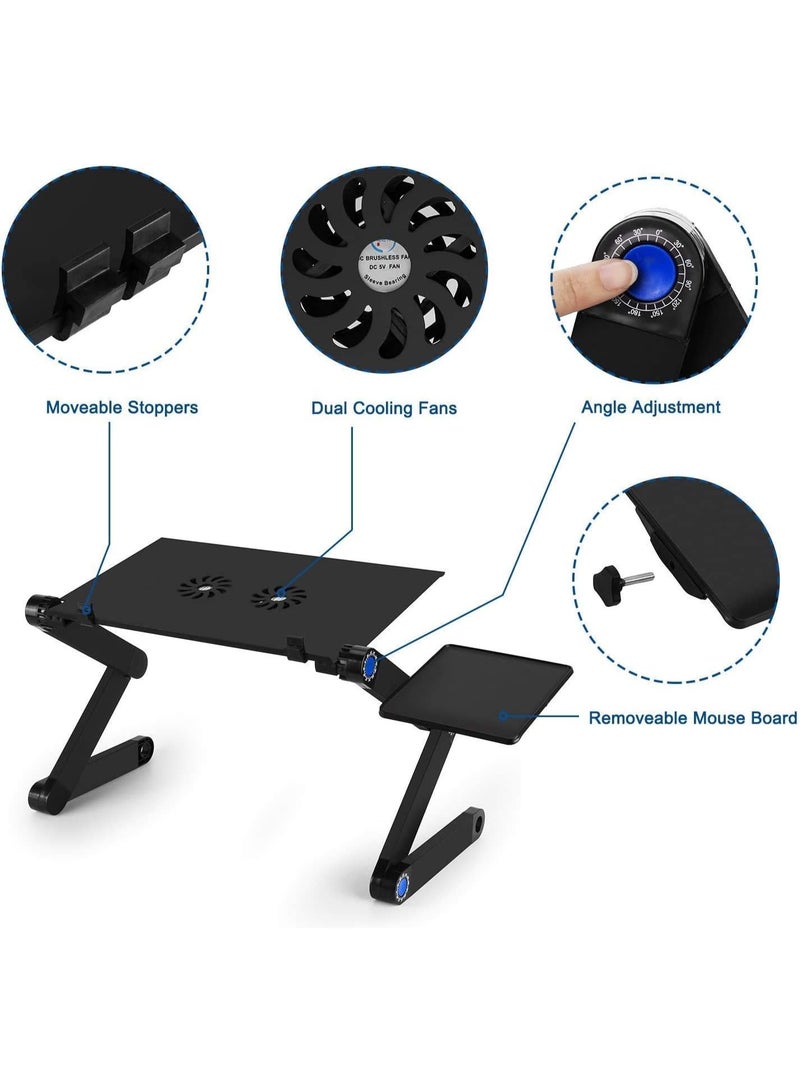 Generic Multifunctional Aluminum Laptop Stand with 2 USB Cooling Fans – Ergonomic Desk Mount (Black)  - Image 2