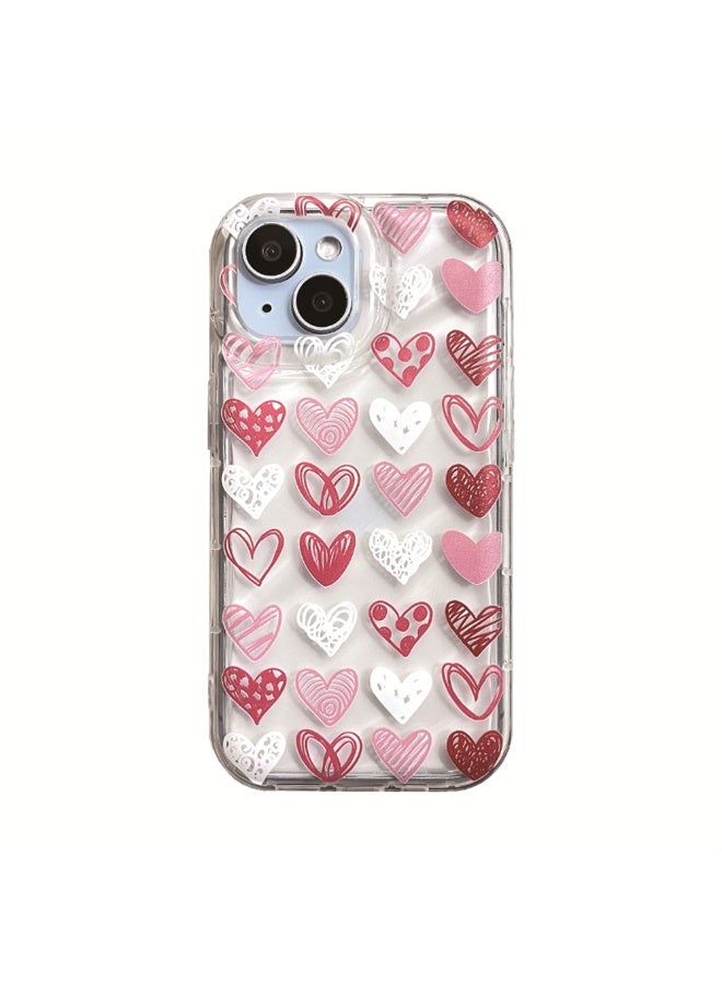NIBEMINENT Pink Graffiti Heart Protective TPU Case Cover For iPhone 16 Clear - Image 1