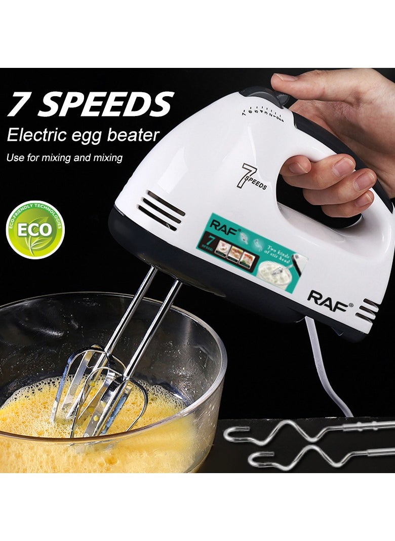 7-Speed Electric Hand Mixer - High-Power Egg Beater and Dough Blender for Baking