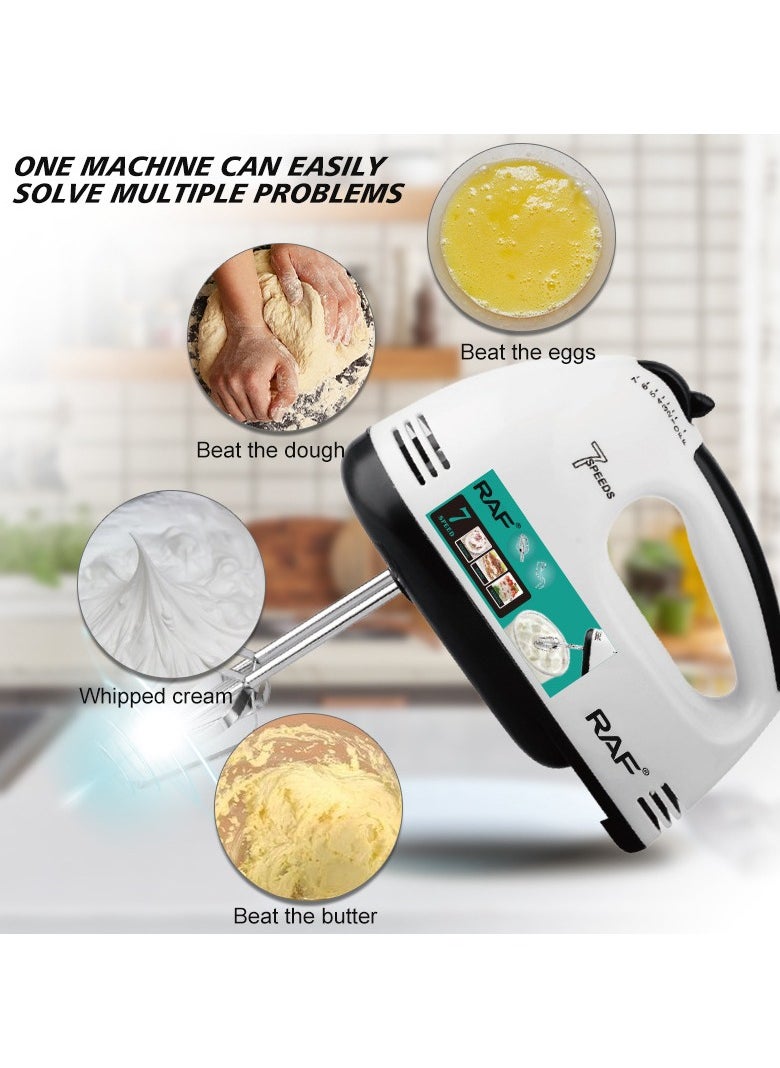 7-Speed Electric Hand Mixer - High-Power Egg Beater and Dough Blender for Baking