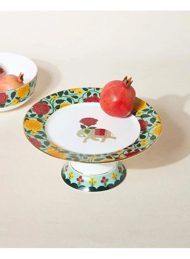 Chumbak Royal Tusker Cake Stand , 10"dia | Palace Memoirs | Gold Rim