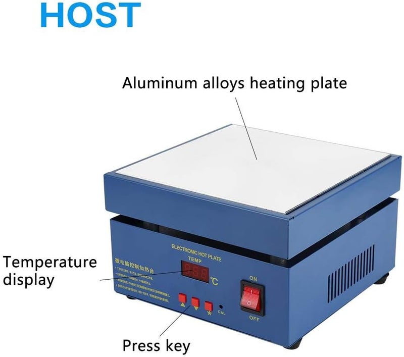 كلاراكو محطة تسخين، 200 × 200 مم LED مايكرو كمبيوتر كهربائي لوحة تسخين محطة تسخين مسبق 110/220 فولت تيار متردد 800 واط فرن تسخين مسبق للوحة PCB لمحطة اللحام (الولايات المتحدة) - Image 4