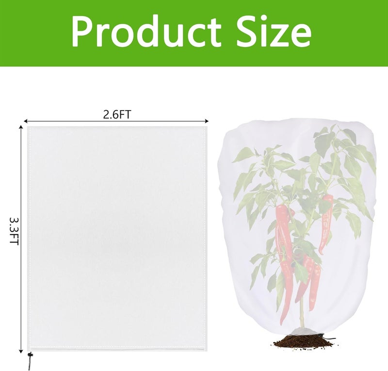 DECOHS 2 Pcs Garden Plant Shade Cover with Drawstring, 3.3x2.6 Ft Garden Sunshade Sun Protection Plant Covers, White Light Refraction Fruit Tree Sunshade Cloth for Protect Plants from Direct Sunlight - Image 2