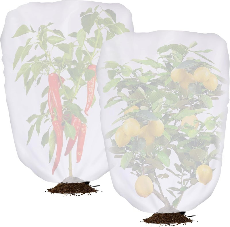 DECOHS 2 Pcs Garden Plant Shade Cover with Drawstring, 3.3x2.6 Ft Garden Sunshade Sun Protection Plant Covers, White Light Refraction Fruit Tree Sunshade Cloth for Protect Plants from Direct Sunlight - Image 1