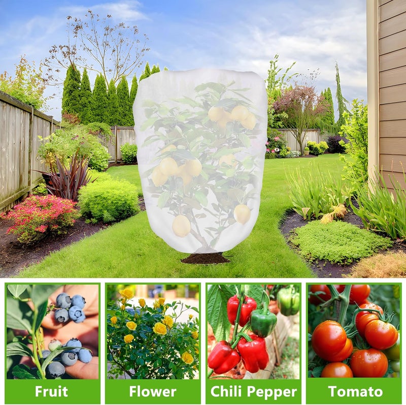 DECOHS 2 Pcs Garden Plant Shade Cover with Drawstring, 3.3x2.6 Ft Garden Sunshade Sun Protection Plant Covers, White Light Refraction Fruit Tree Sunshade Cloth for Protect Plants from Direct Sunlight - Image 5