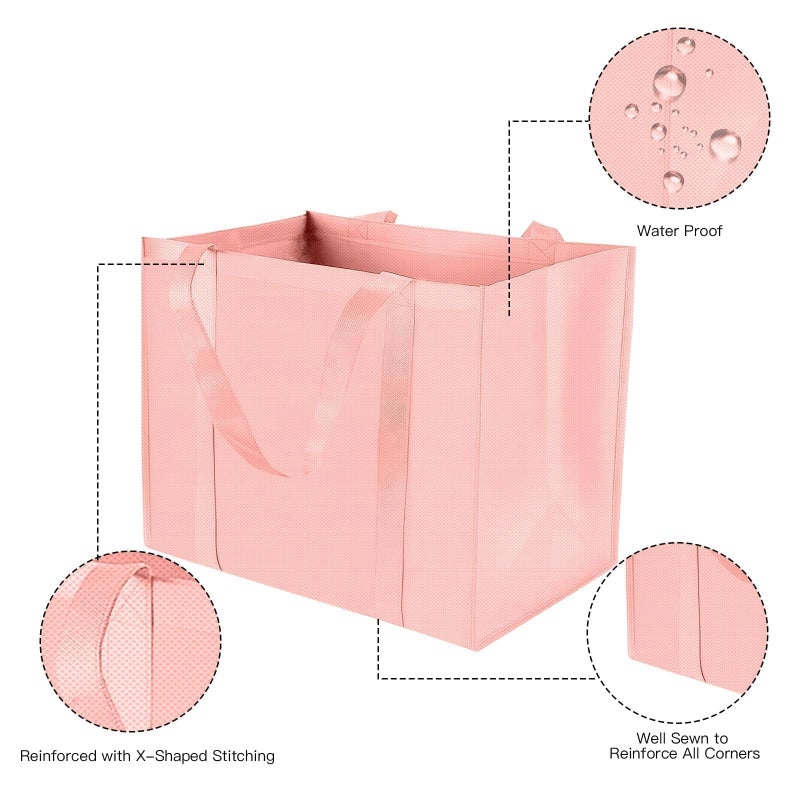 MOLOVA 1 Pack Large Foldable Shopping Bag, 16" W x 13" H x 10" D, Reusable Grocery Bag, Used for Shopping, Non-woven Fabricï¼ŒWashable,Can Hold 40 LBS(Black) - Image 3
