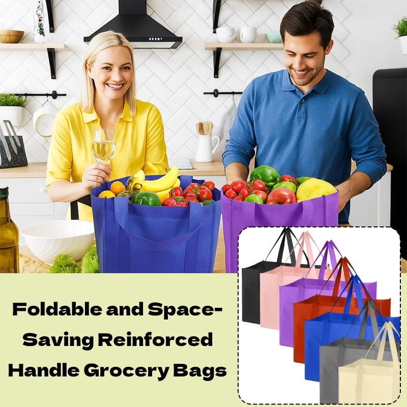 MOLOVA 1 Pack Large Foldable Shopping Bag, 16" W x 13" H x 10" D, Reusable Grocery Bag, Used for Shopping, Non-woven Fabricï¼ŒWashable,Can Hold 40 LBS(Black) - Image 5