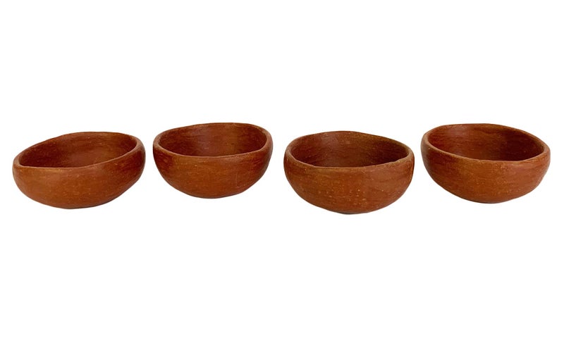 The Curated Pantry The Curated Pantry Red Clay Mezcal Copitas  Handmade in Oaxaca Mexico  Pack of 4 Wide Mouth  Shallow 