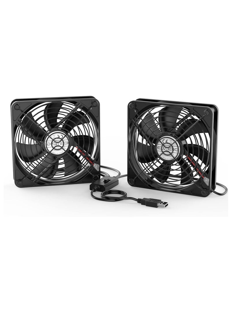 Excefore PC Fans 140mm 5V 2 In 1 Desk USB Cooling Fan 3-Degree Speed Switch Portable Home Office Fans Metal USB Powered Cooling Fan for Laptop/TV Box/AV cabint/PS4/Router - Image 1