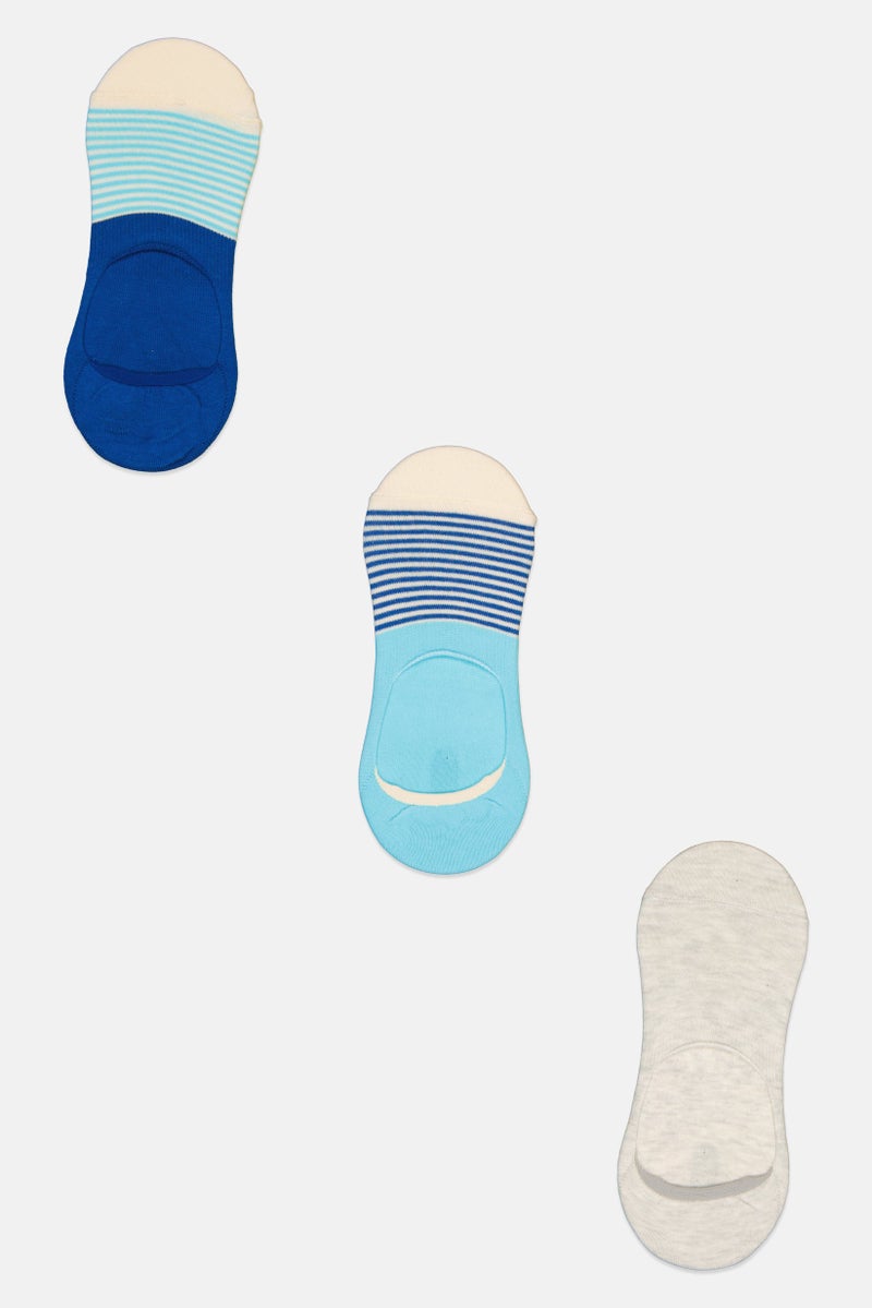 RBX Men 3 Pairs Stripped Invisible Socks, Multicolor  - Image 1