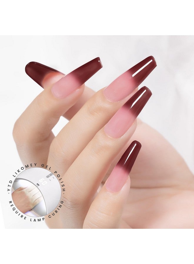 YTD Likomey Color Changing Gel Nail Polish15Ml Translucent Nude Pink To Burgundy Red Mood Temperature Change Colors Thermal Spring Uv Nail Gel Varnishwb08 - Image 2
