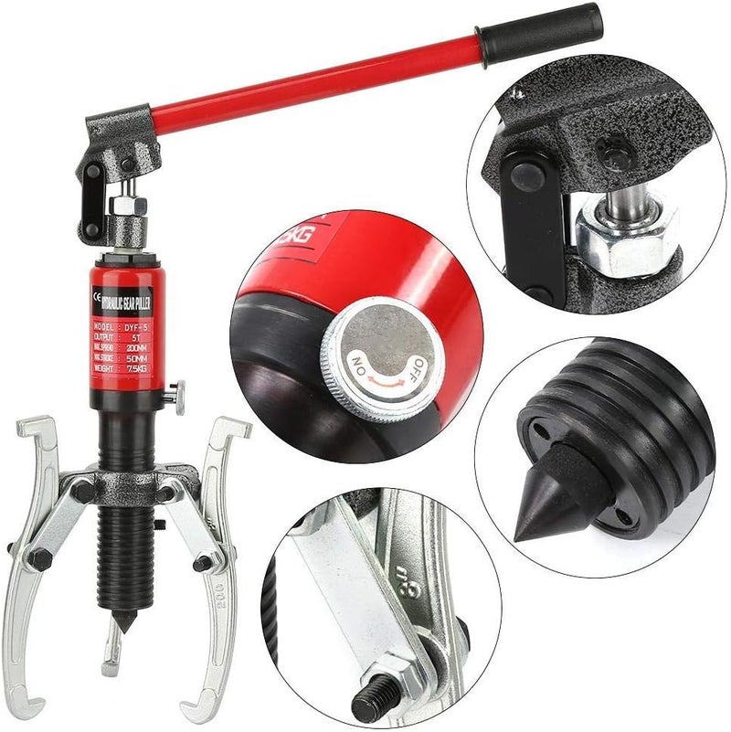 Hydraulic Puller Set, 5T Hydraulic Gear Puller Wheel Bearing Pulling Separator 3 Jaw Hydraulic Gear Puller Kit - Image 5