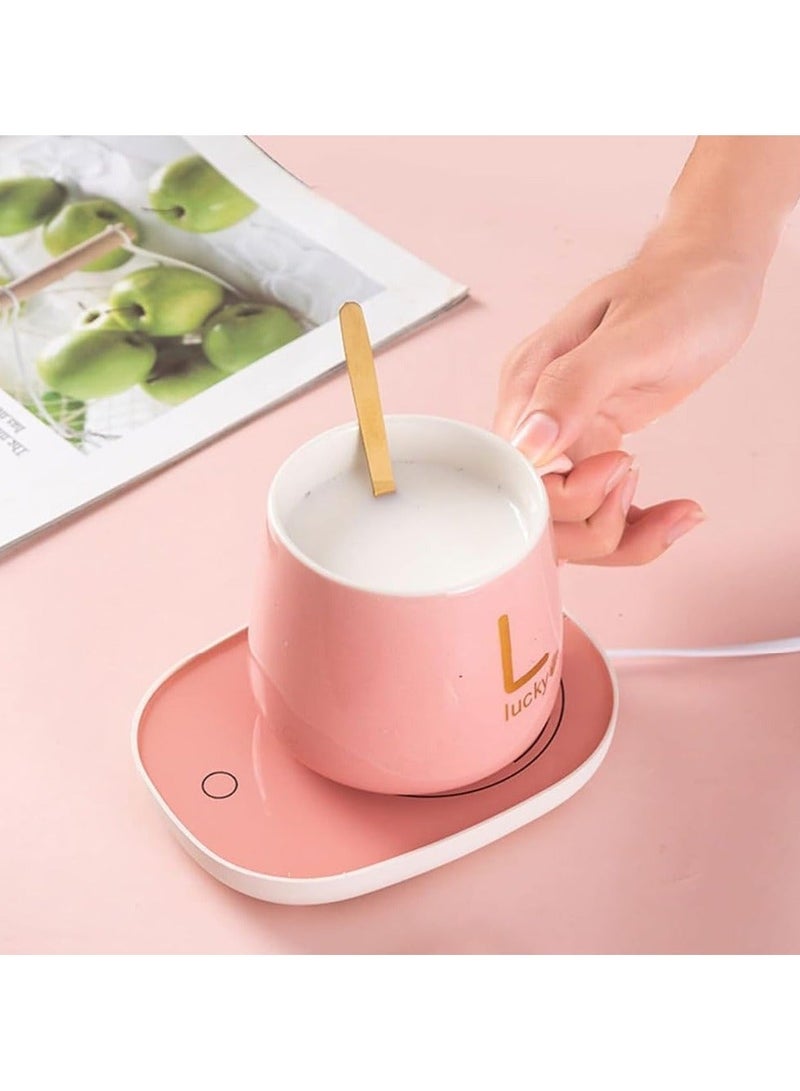 FEND Portable Coffee Cup Warmer With Heating Plate and Auto Shut off Function Electric Beverage for Keeping Cocoa Tea Water Milk Warm Pink - Image 5