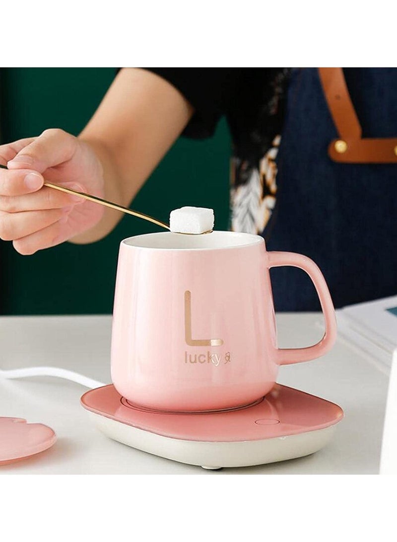 FEND Portable Coffee Cup Warmer With Heating Plate and Auto Shut off Function Electric Beverage for Keeping Cocoa Tea Water Milk Warm Pink - Image 2