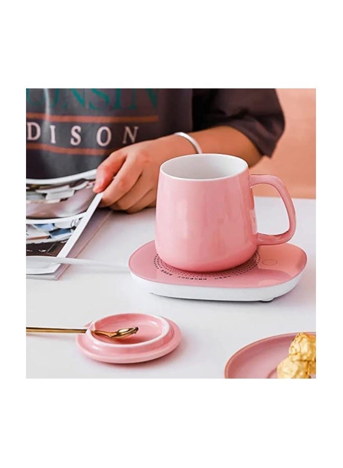 FEND Portable Coffee Cup Warmer With Heating Plate and Auto Shut off Function Electric Beverage for Keeping Cocoa Tea Water Milk Warm Pink - Image 3