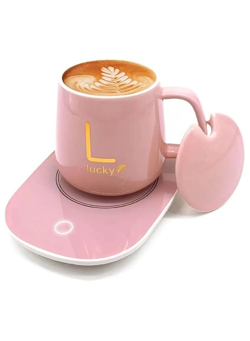 FEND Portable Coffee Cup Warmer With Heating Plate and Auto Shut off Function Electric Beverage for Keeping Cocoa Tea Water Milk Warm Pink - Image 1