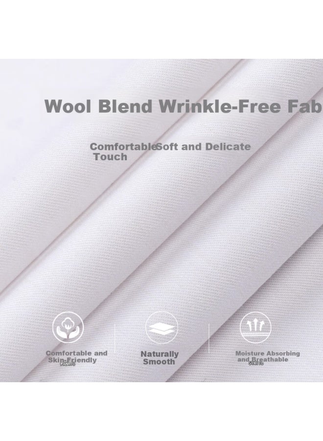 Firs Machine Washable Wool Non-Iron Men'S Long Sleeve Casual Business High-End Easy Care Shirt White 41 - Image 1