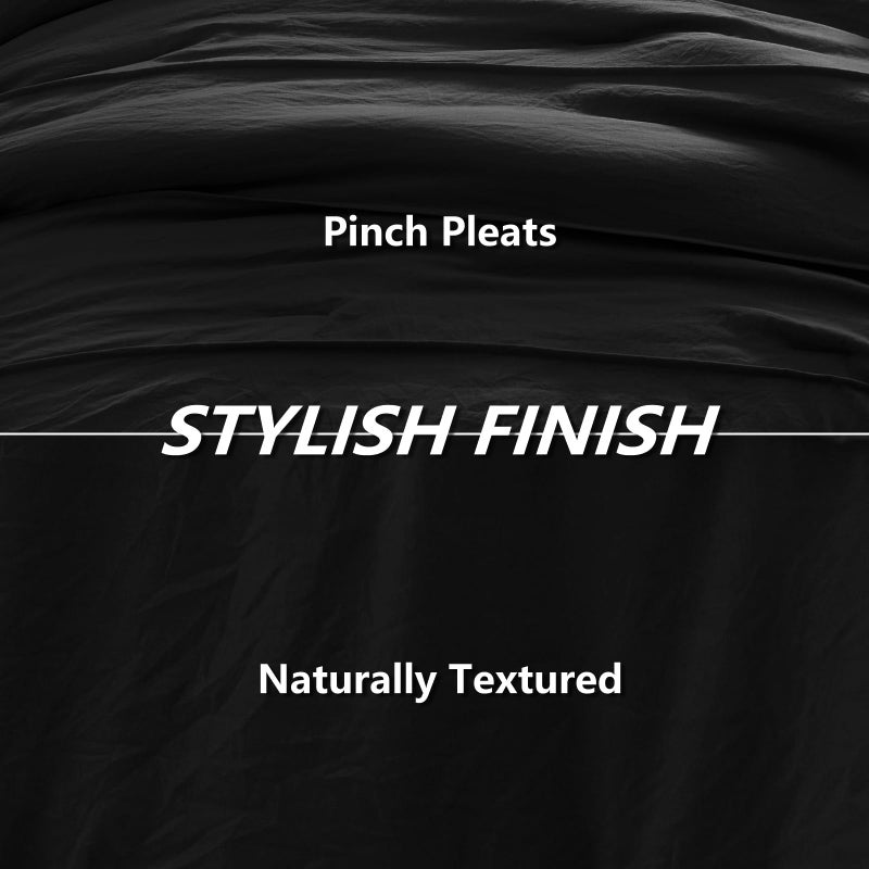 CozyLux Queen Comforter Set Black, 7 Pieces Soft Pinch Pleat Bed in a Bag Queen Comforter Set with Sheets, Boho Bed Set with Down Alternative Comforter, Sheets, Pillowcases & Shams - Image 4