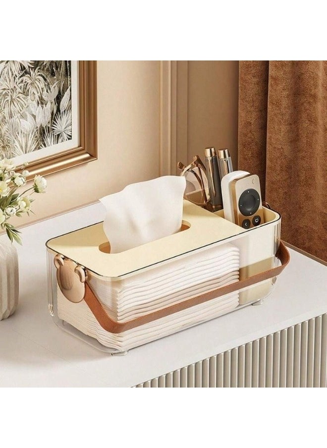 ماركة غير محددة صندوق ورق تواليت لطاولة الطعام وغرفة المعيشة والمكتب بتصميم راقي على المكتب وصندوق تخزين بجهاز تحكم عن بعد للمنزل 26*11*13 سم  - Image 1