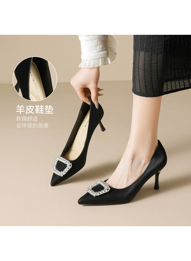 RED DRAGONFLY Years Women's Shoes Sheepskin Insole Fashion Shoes Stiletto Heels Pointed Toe Shallow Opening Commuter Shoes - Image 3