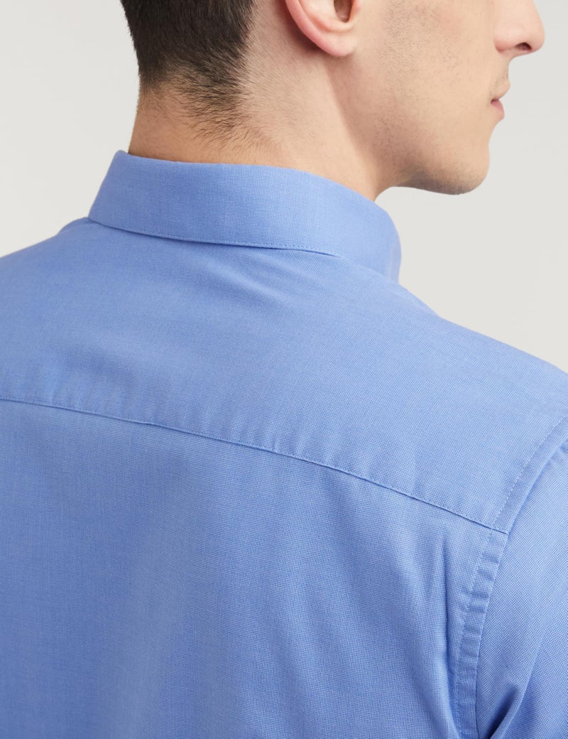 Peter England Men's Everyday Solid Slim Fit Full Sleeve Formal Shirt | Cotton-Rich, Blue - Image 5