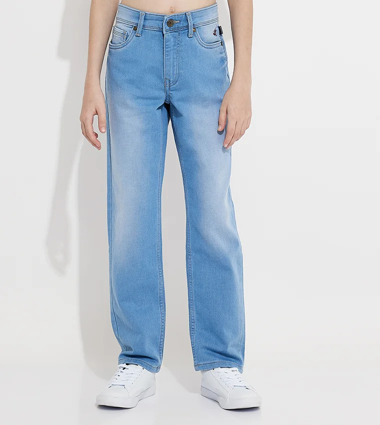Mid Rise Straight Fit Jeans