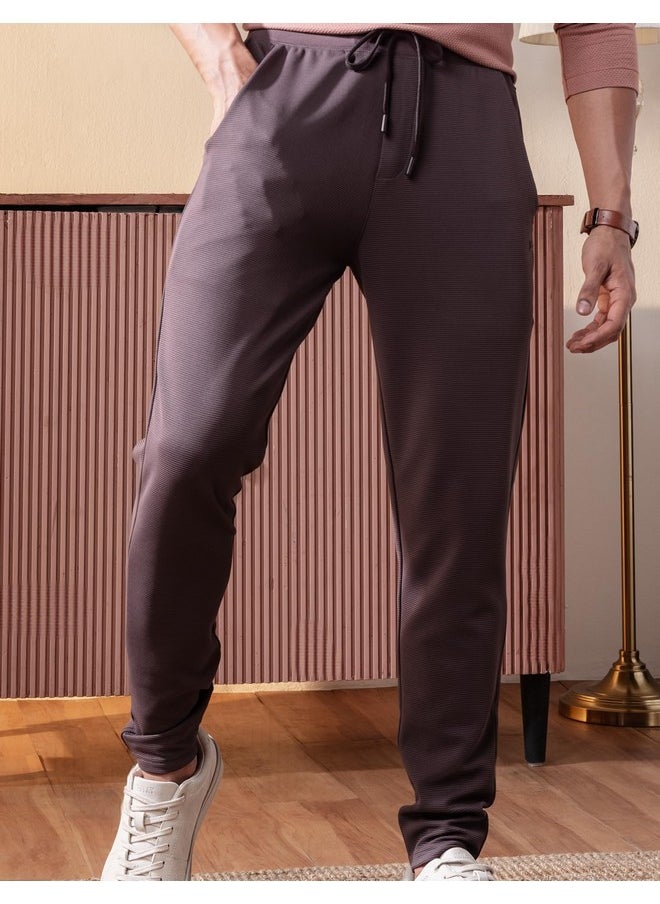 DaMENSCH - DAMENSCH Men’s Regular Fit Ottoman Joggers | Stylish Joggers for Casual Wear-Dark Chocolate-XL - Image 1
