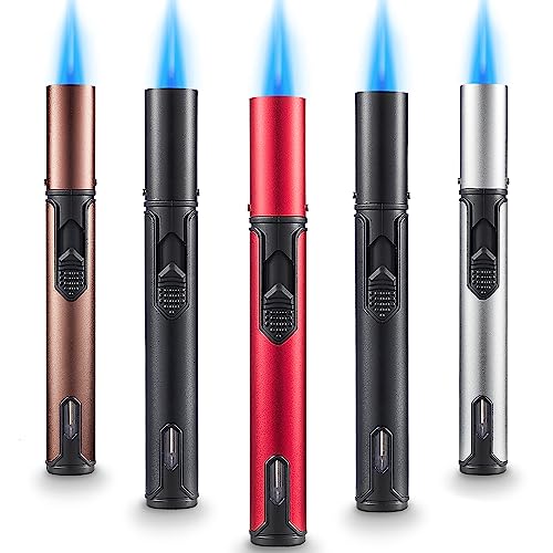 Urgrette 5 Pack Butane Torch Lighter, Urgrette 6-inch Refillable Pen Lighter Pencil Torch Lighter Adjustable Jet Flame Butane Lighter for Grill BBQ Candle Camping (Gas Not Included) - Image 1