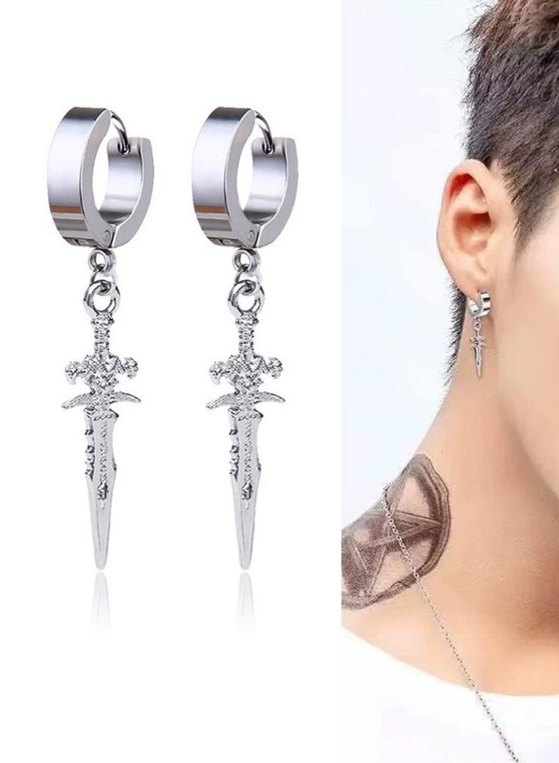 1 زوج بارد الشرير مسمار الأقراط أزياء الهيب هوب للرجال والنساء - Image 1