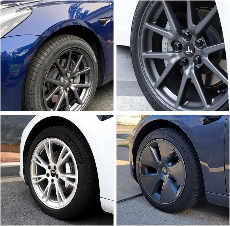 PAORHS Aero Wheel Cap Kit, Tesla Wheel Hub Center Covers Wheel Bolt Nut Caps for Tesla Model 3, Model Y, Model S, Model X, Grey,Silver,Black - Image 5