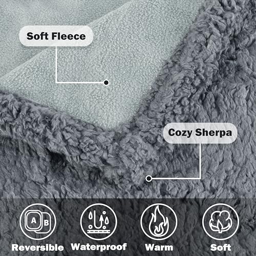 Kritter Planet Waterproof Pet Blanket for Bed, Reversible Sherpa Fleece Protector Couch Cover for Pets, Liquid Proof Furniture Protector for Medium Large Dogs - Image 4