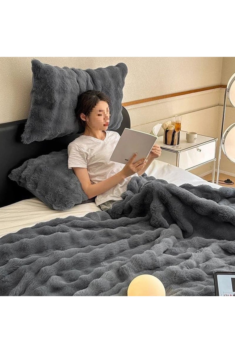 MONOGUE Ultra Soft Faux Fur Throw Blanket – Cozy Plush Fuzzy Blanket for Sofa, Couch & Bed - Image 2