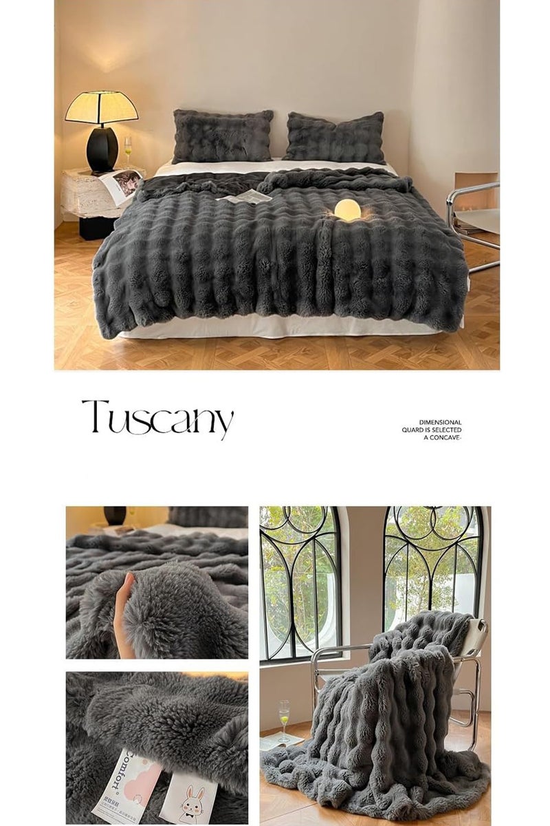 MONOGUE Ultra Soft Faux Fur Throw Blanket – Cozy Plush Fuzzy Blanket for Sofa, Couch & Bed - Image 5