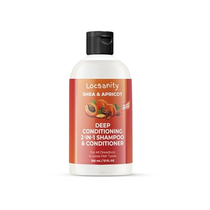 Locsanity Shea Apricot Loose Natural 2-1 Moisturizing and Nourishing Shampoo for Kinky, Coily, Curly Hair - 12 OZ - Image 1